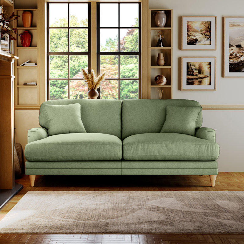 Adaku 3 Seater Sofa , Tropical Green, Country Oak
