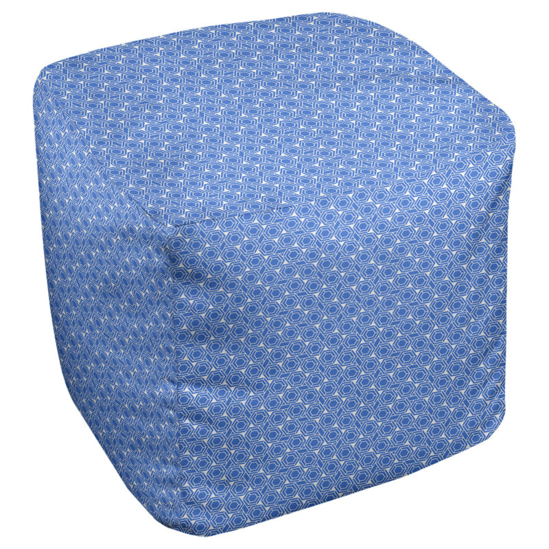 Repose-pieds Avicia, H 13 po x l 13 po x P 13 po, Bleu royal / blanc