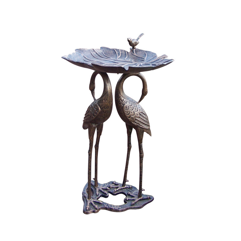 Bain d'oiseaux Crane Lily, Bronze Antique
