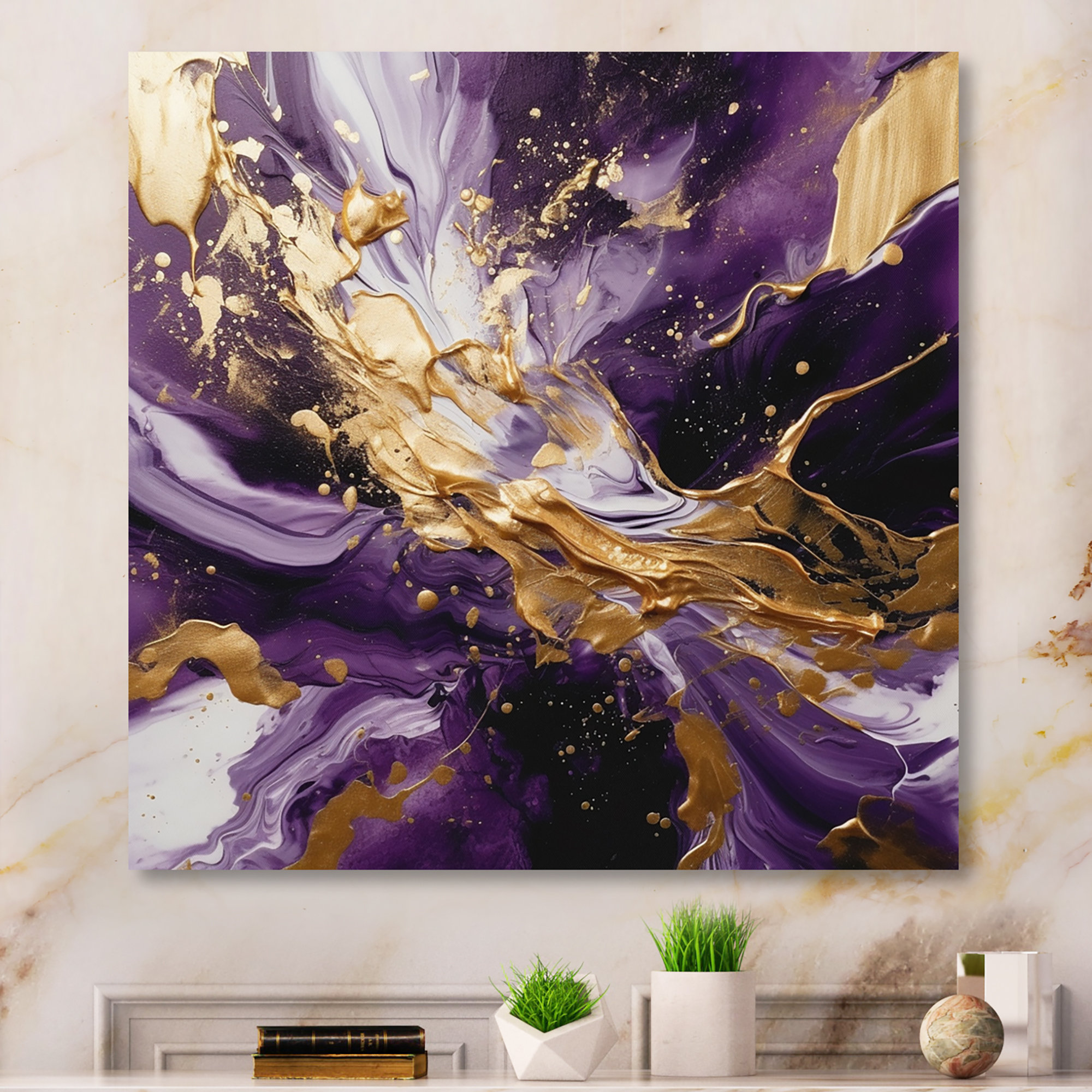 Willa Arlo™ Interiors Purple And Gold Liquid Magic III On Canvas Print ...