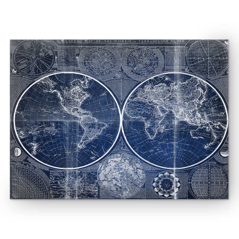 " Vintage World Map II ", 16" H x 20" W x 1.5" D