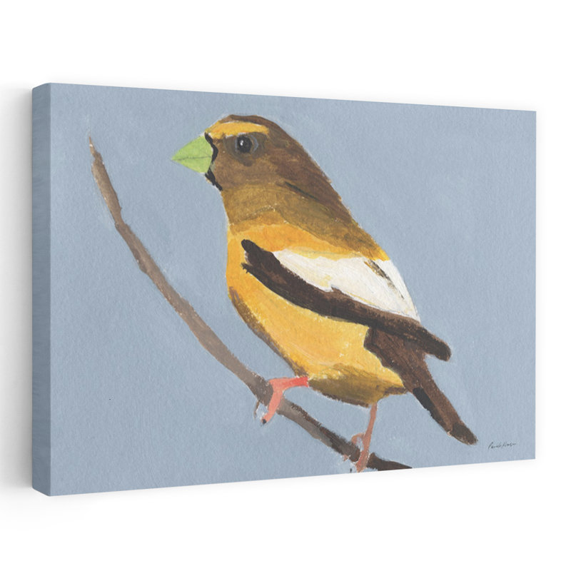 Soirée Grosbeak, oiseau contemporain, art animalier, H 16 po x l 24 po