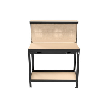 Établi robuste de 63 po avec tiroirs et capacité de 300 lb pour le garage, la maison en acier, imperméable et antirouille