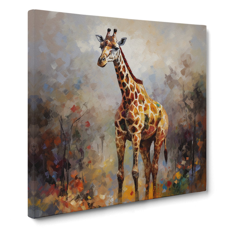 Giraffe Post-Impressionism - Wrapped Canvas, 35cm H x 35cm W x 3cm D