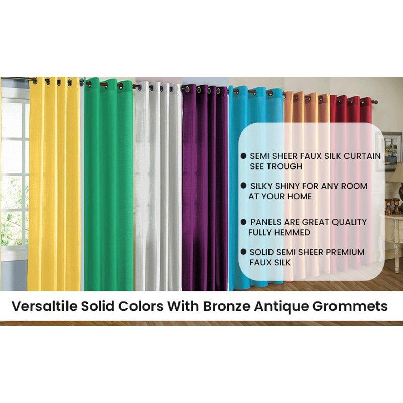Mira Solid Semi-Sheer Grommet Curtain Panel Set, Gold