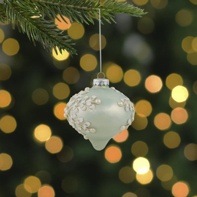 Ensemble de 2 ornements en verre de Noël oignon vert 4 "