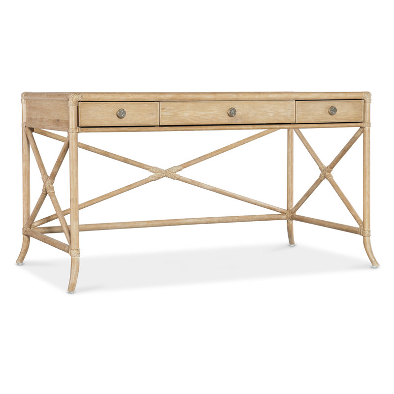 Dune Beige Oak and Maple Home Office Desk with Drawers