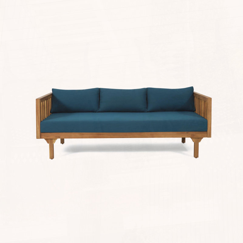 Acacia Wood Daybed with Classic Slat Paneling, Navy