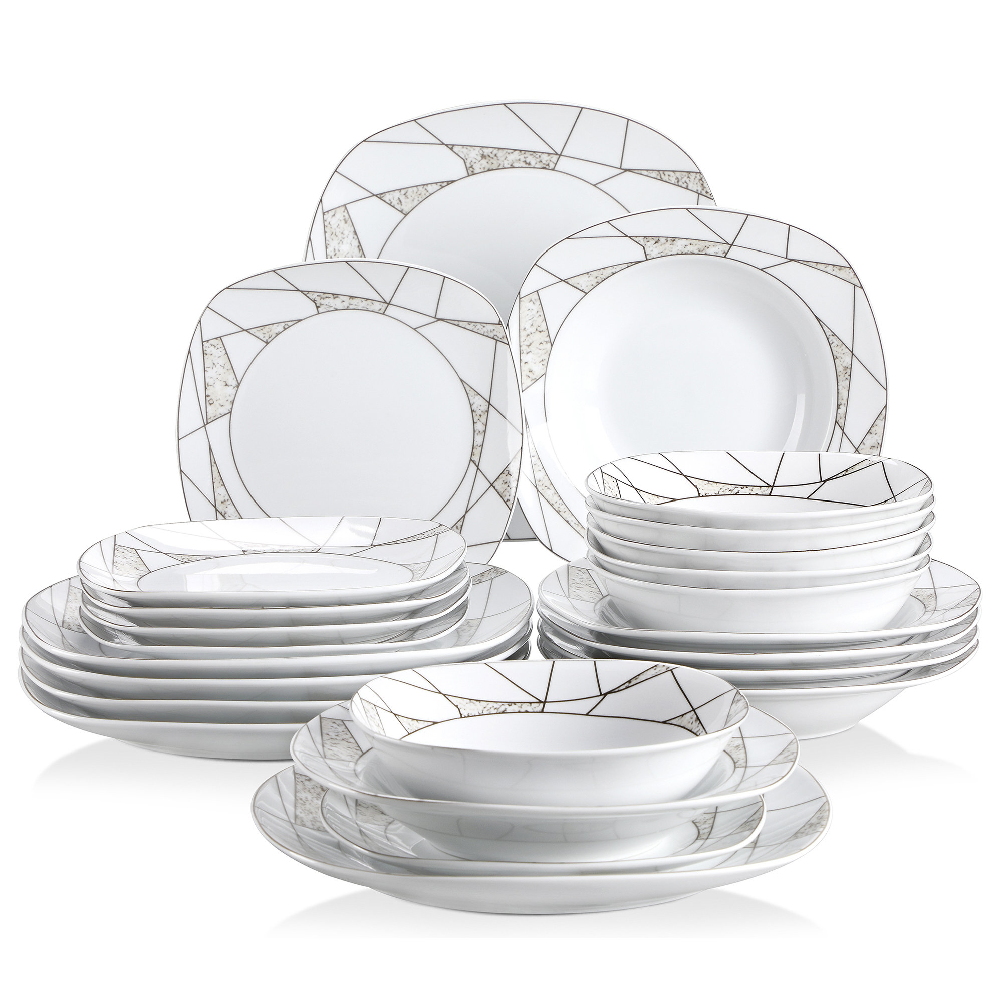 MALACASA Julia Porcelain China Dinnerware Set - Service for 6