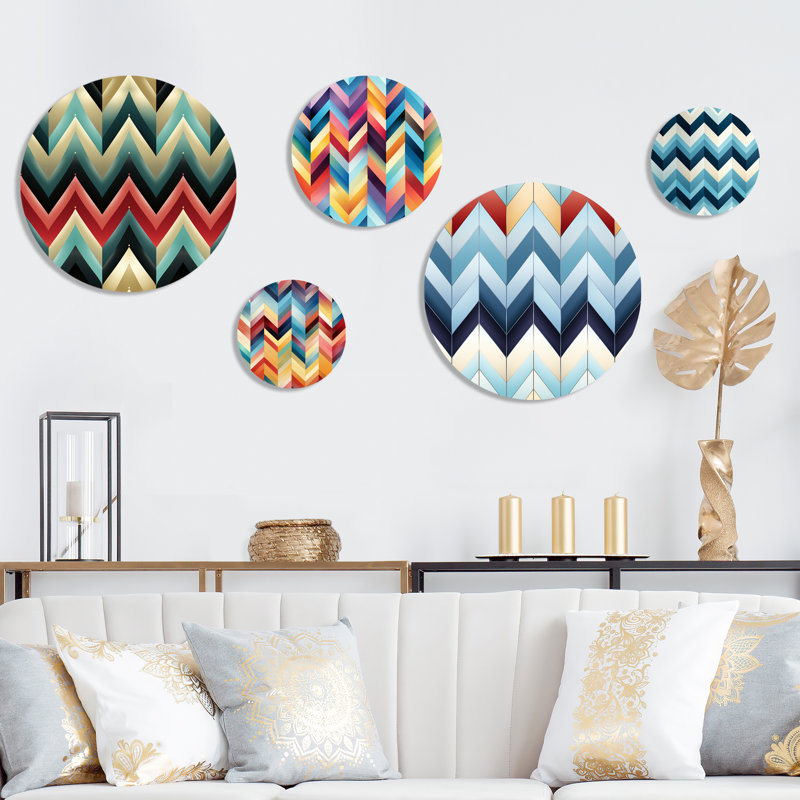Ensemble de 5 affiches murales rondes glamour