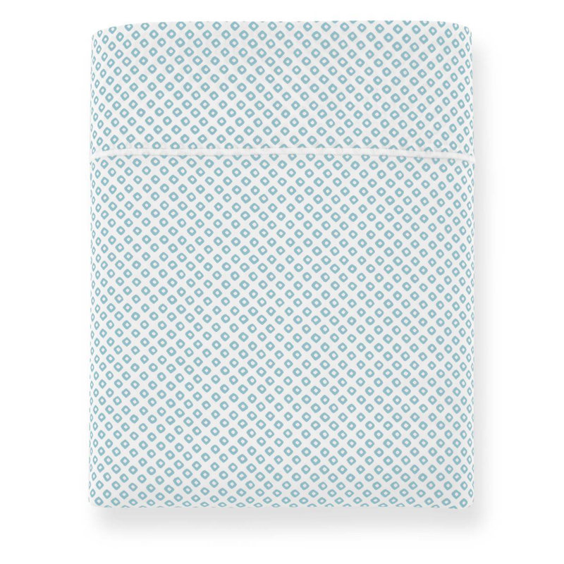 Queen Linen Diamond Print Cotton Sateen Flat Sheet