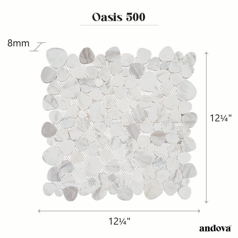 Oasis Natural Stone Pebble Mosaic Sheet, Halo