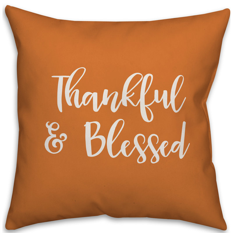  Oreiller «Thankful and Blessed», Orange, Coussin décoratif