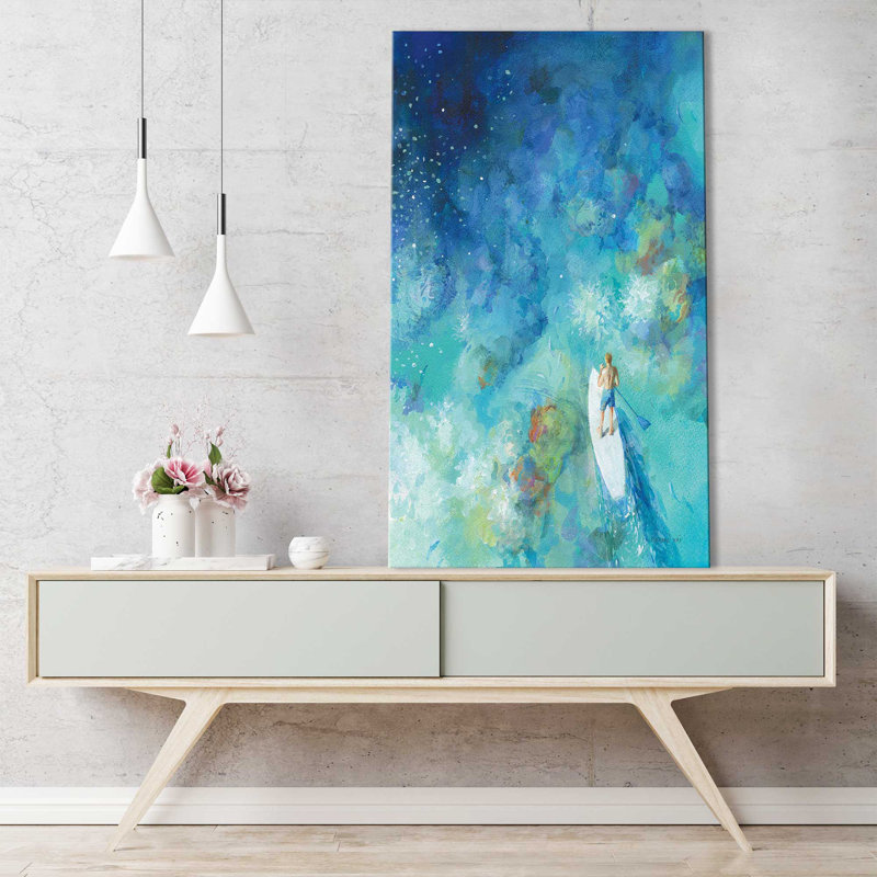 Paddle Board Exploration II par Danhui Nai - Peinture, Toile tendue, H 48 po x l 28 po x P 1,5 po