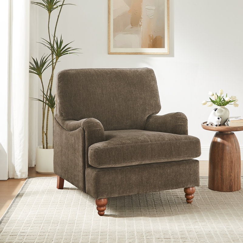 Courchevel 34.5" W Polyester Armchair, Brown