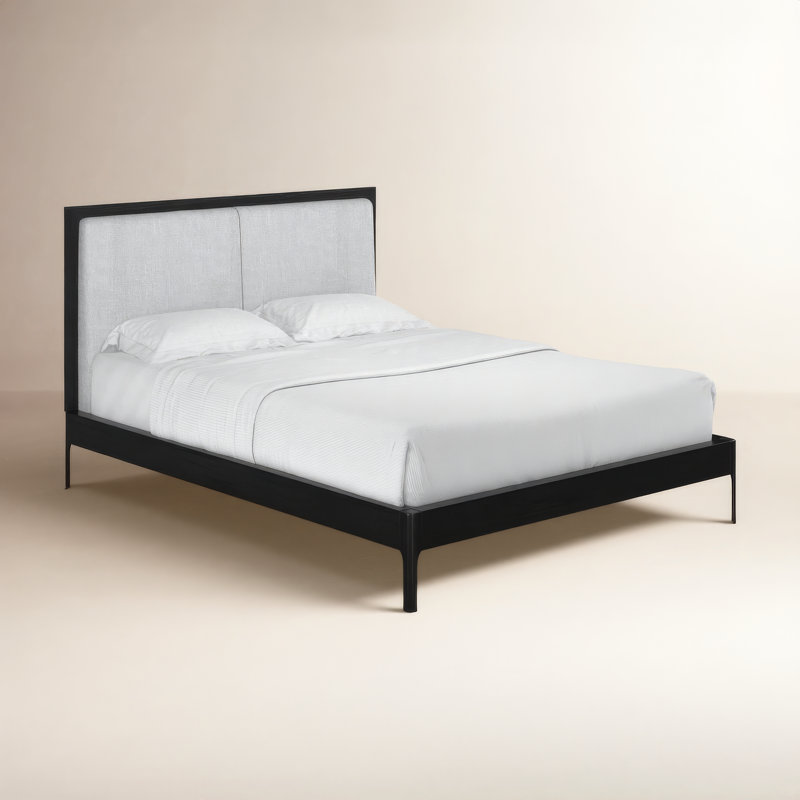Chisa Upholstered Platform Bed, Queen, Black
