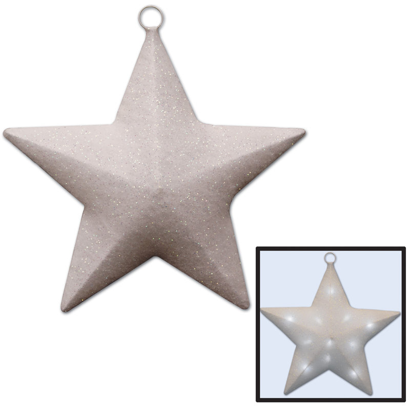 Étoile lumineuse scintillante - 16 po - paquet de 1, Blanc