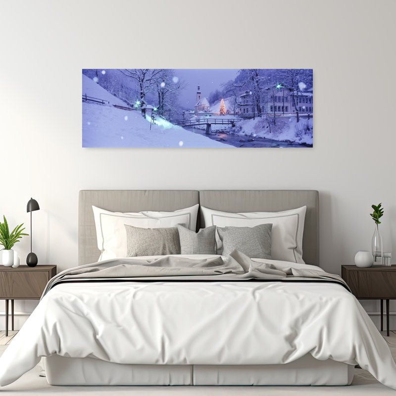 Hiver Ramsau, Allemagne, art abstrait contemporain, H 20 po x l 60 po