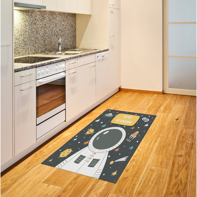 Astronaut High Density Long Fiber Poly Threads Decorative Area Rug Carpet, Rectangle 4' x 5'8"