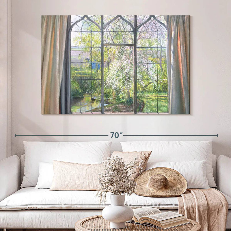Lilie Apple Blossom Against Willow, 34" H x 51" W