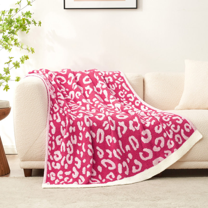 Jeté réversible Leopard, Rose, L 60 po x l 50 po