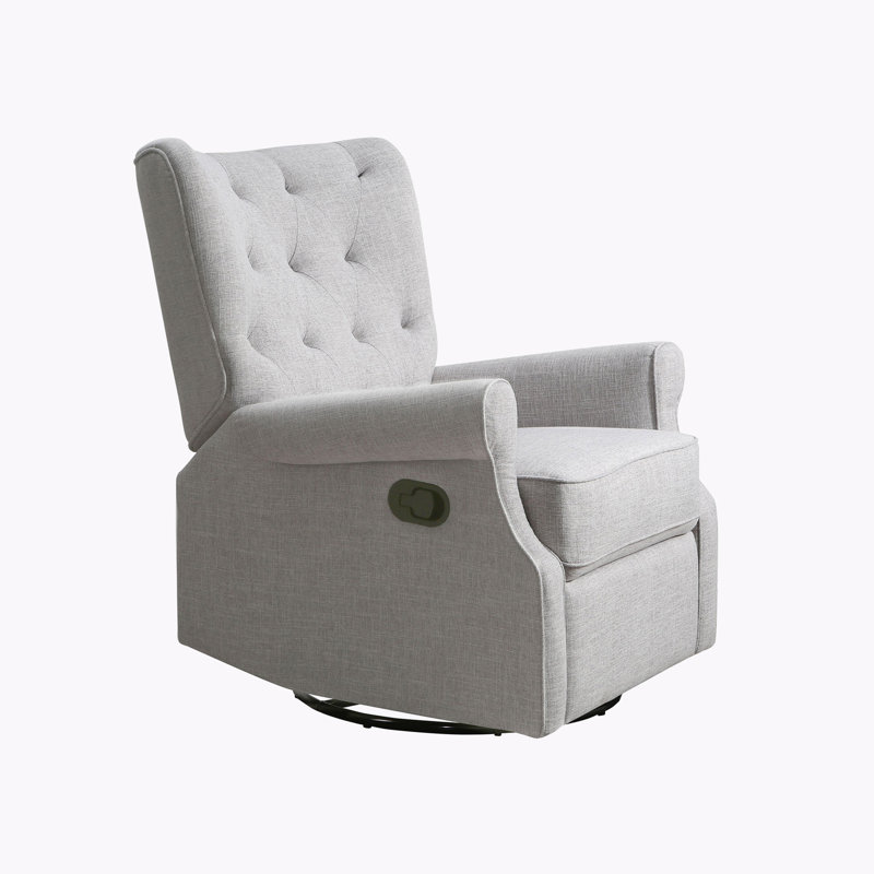 Alice Wingback Swivel Recliner, Gray Linen