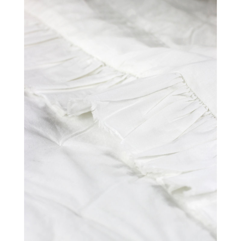 Blough Farmhouse / Country Cotton Hand Woven Quilt, King, White