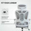 Chaise de bureau ergonomique, chaise de bureau avec appui-tête réglable, gris-60783834-60783837