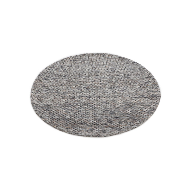Handcrafted Wool Rug in Grey Melange, Round 200cm