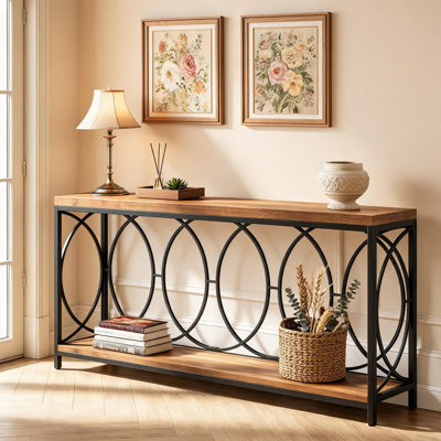 A 70.8-Inch Modern Long Side Table With Double-Layer Storage; Suitable For Use In The Living Room Or Entryway.