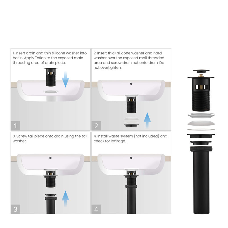 Circular Single-handle Bathroom Faucet, Matte Black, Drain Assembly Included