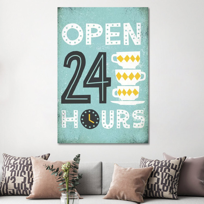 Retro Diner Open 24 Hours I by Michael Mullan - Print on Canvas, Wrapped Canvas, 152.5 cm H x 101.5 cm W x 3.175 cm D