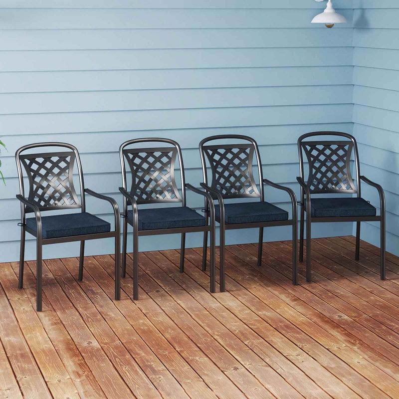 Outdoor Chair Cushion Set of 2 Waterproof Fade-Resistant Olefin Seat Cushions, Navy