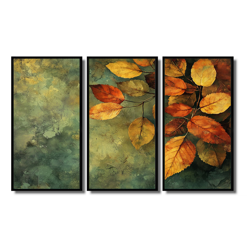 «Leaves Forest Tranquility III», ensemble de 3 feuilles d'art mural, H 28 po x l 36 po, Noir