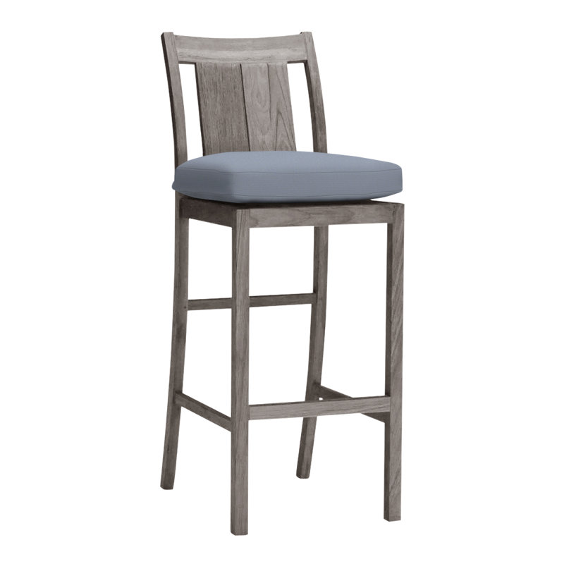 Tabouret de comptoir 24 po Croquet, Pas de soudure, InsideOut® Rollo ‑ lin crème, Teck huître