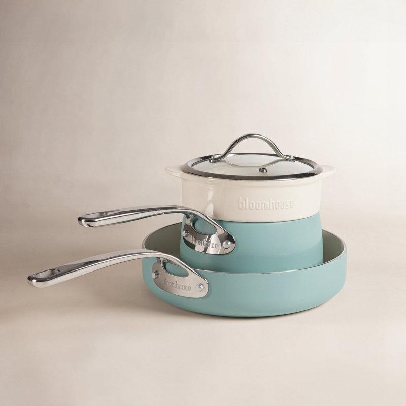 4 - Piece Non-Stick Aluminum Cookware Set, Sage Green