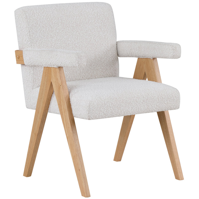 Lilabeth 24.5" W Boucle Fabric Accent Chair, Cream Boucle Fabric