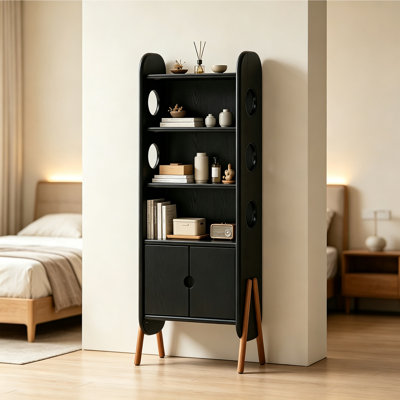Solid Rubber Wood Freestanding Bookcase
