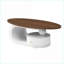 Table basse 47,24 po ovale en métal blanc pour le salon, le rangement peu encombrant Assemblage facile