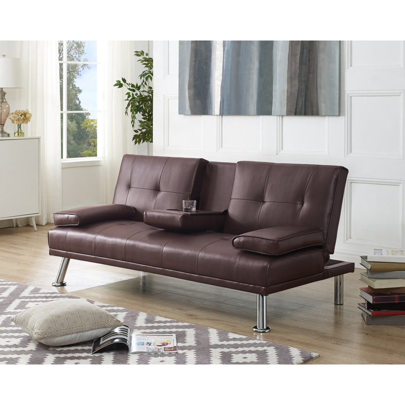 Canapé-lit convertible en similicuir Armarion, confort polyvalent avec positions personnalisables, Similicuir espresso