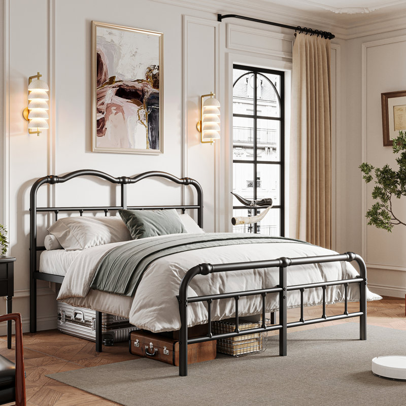 Ashwyn 14“ Metal Platform Bed Frame with Headboard and Footboard, No Box Spring Needed, King