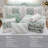 Elegant Cotton Percale Bedding Set, Aqua Queen, Farmhouse Style