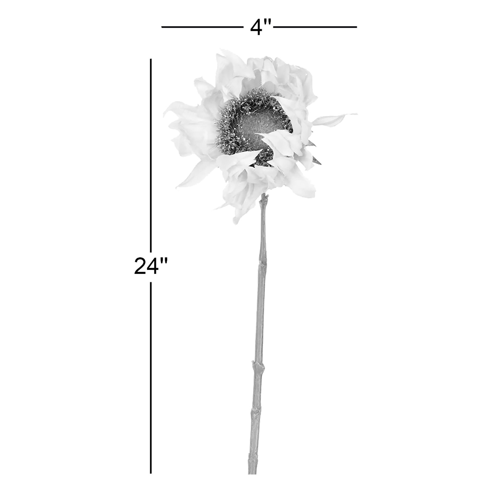 24" Artificial Sunflower Stem, Ivory