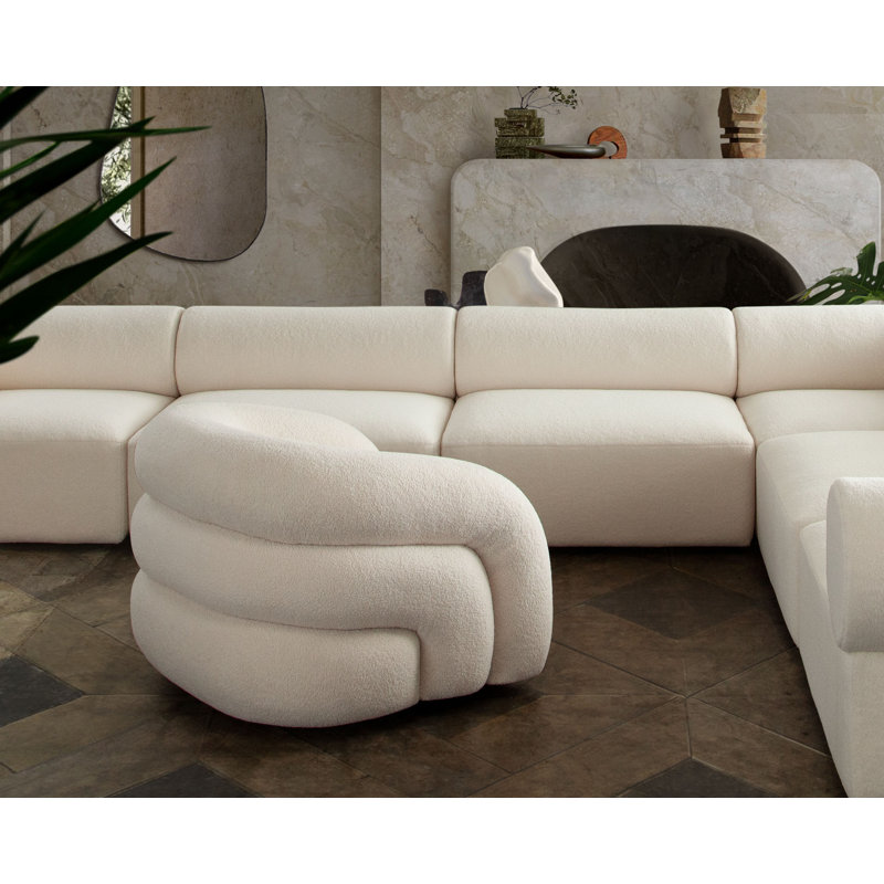 Chaise d'appoint pivotante Quantum en sherpa ivoire