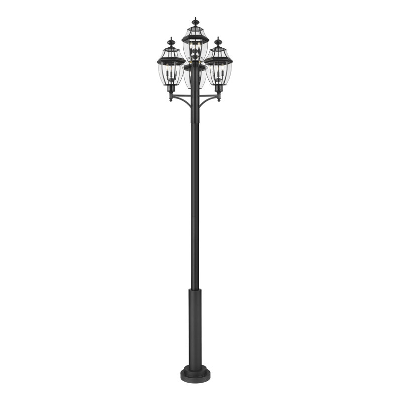 Westover 3 Light Outdoor Post Mount Fixture in Black, 138.25" H x 33.25" W x 33.25" D