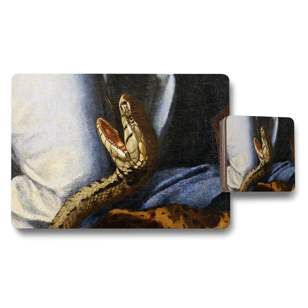 Snake Artwork Placemat And Coaster Set With Reptile Print
