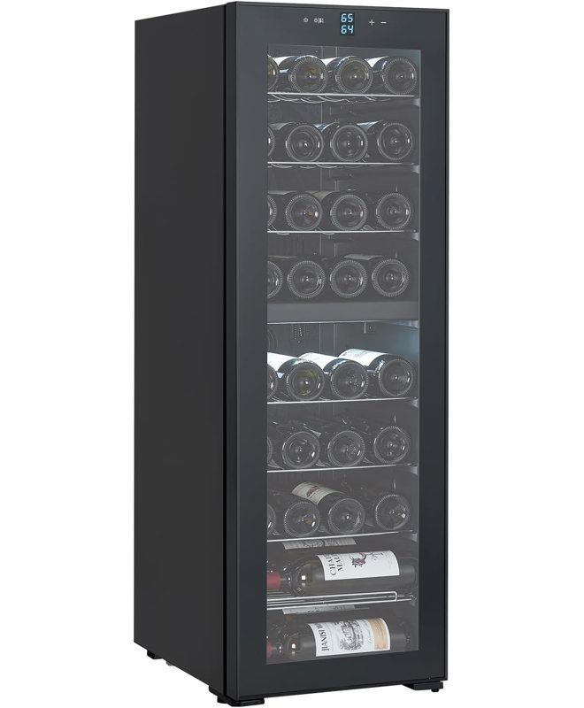 39 Bottle Dual Zone Wine Cooler Refrigerator – Freestanding Wine Fridge with Fast Cooling & Low Noise, Ideal for Red/White Wine, Champagne, Beer – Wine Chiller for Home Bar, Kitchen or Cellar Use