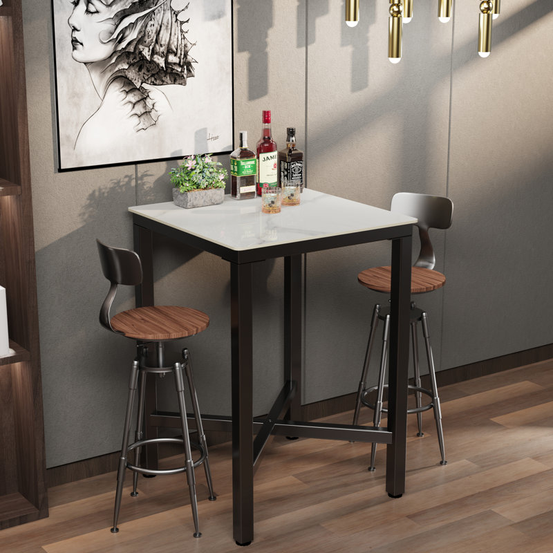 Gervin 41.4" Sintered Stone Bistro Height Dining Table, White