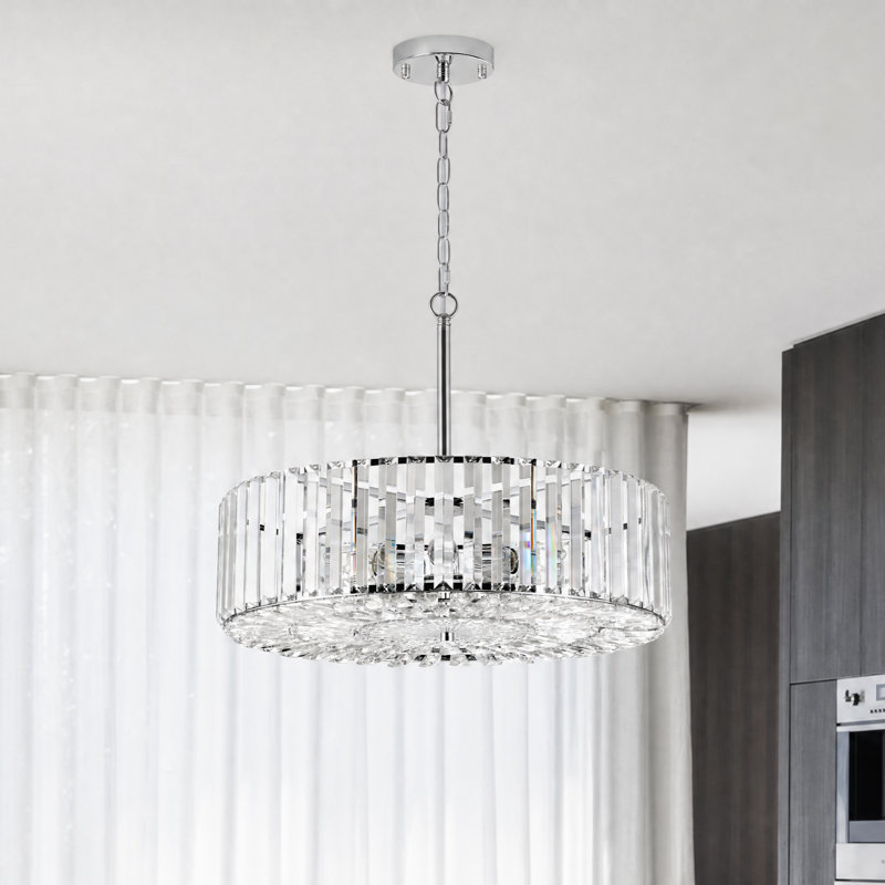Plafonnier semi-encastré en cristal, Chrome, 6 Lights