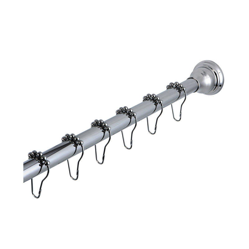 Kingston Brass Edenscape 60-Inch to 72-Inch Adjustable Shower Curtain Rod with Rings Combo, Polished Chrome